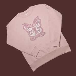 Abercrombie Kids Pink Butterfly Graphic Sweatshirt Size 13/14